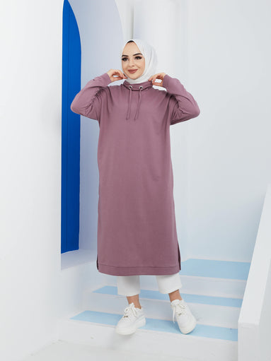 Sweat Long Col Roulé - Rose Séchée