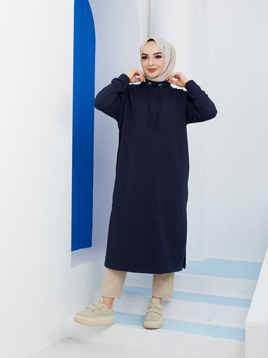 Sweat Long Col Roulé - Bleu Marine