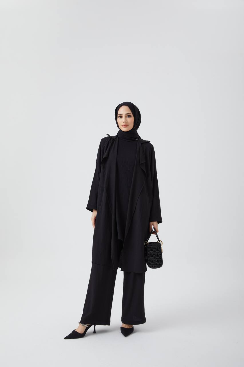 Muslin kumaş 3’lü takım Siyah