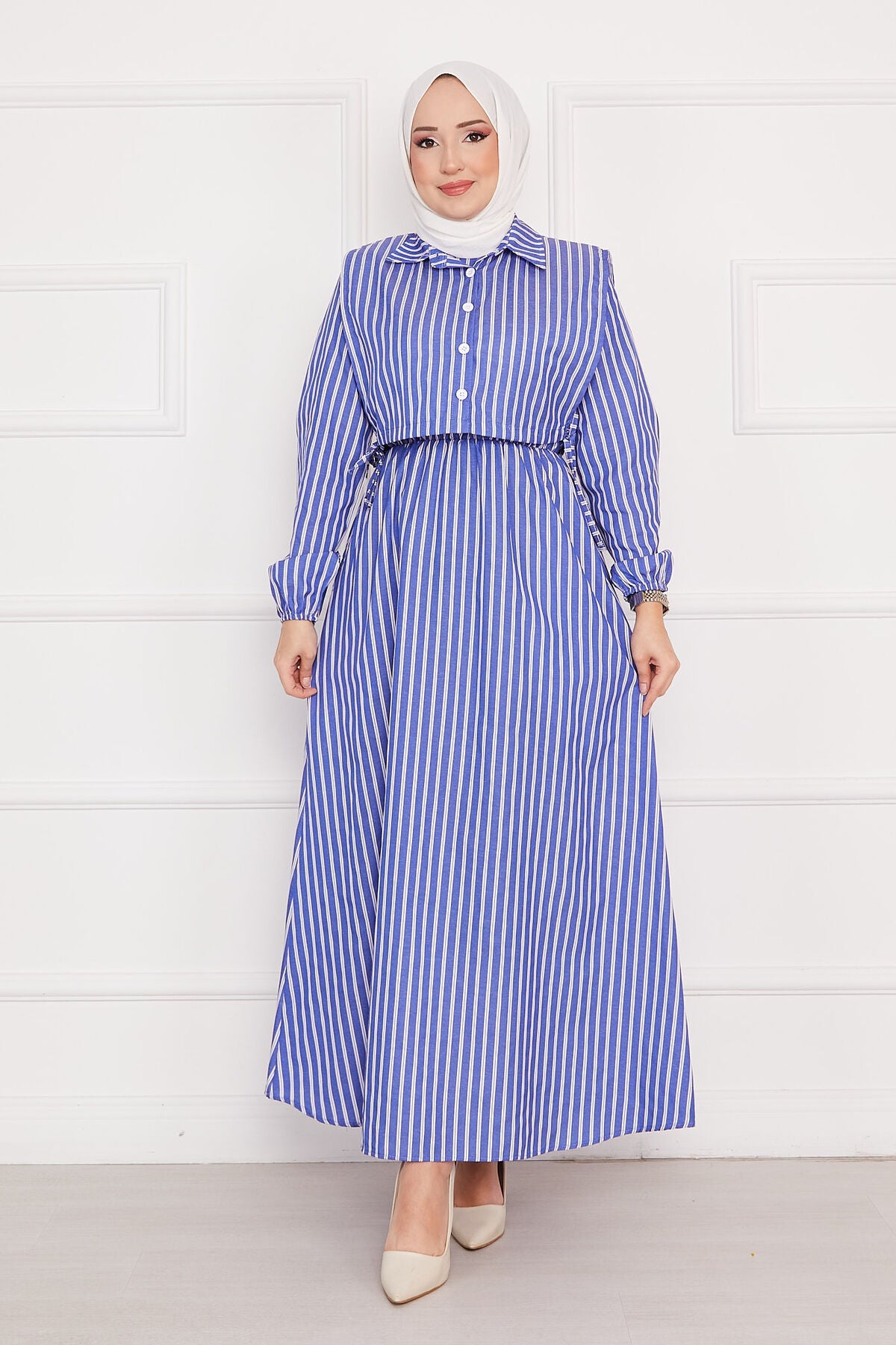 Çizgili elbise indigo