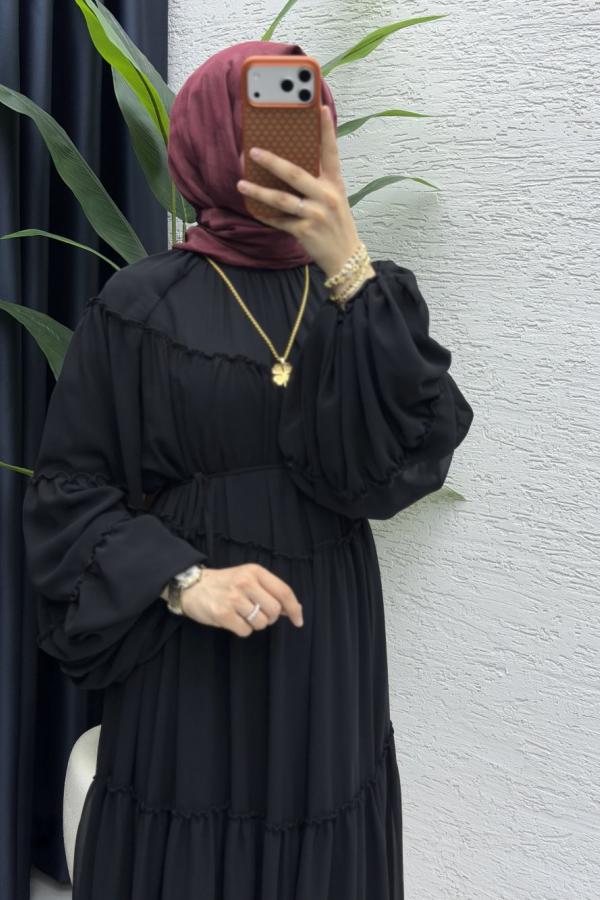 Şifon Elbise siyah