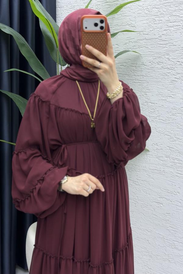 Şifon Elbise bordo