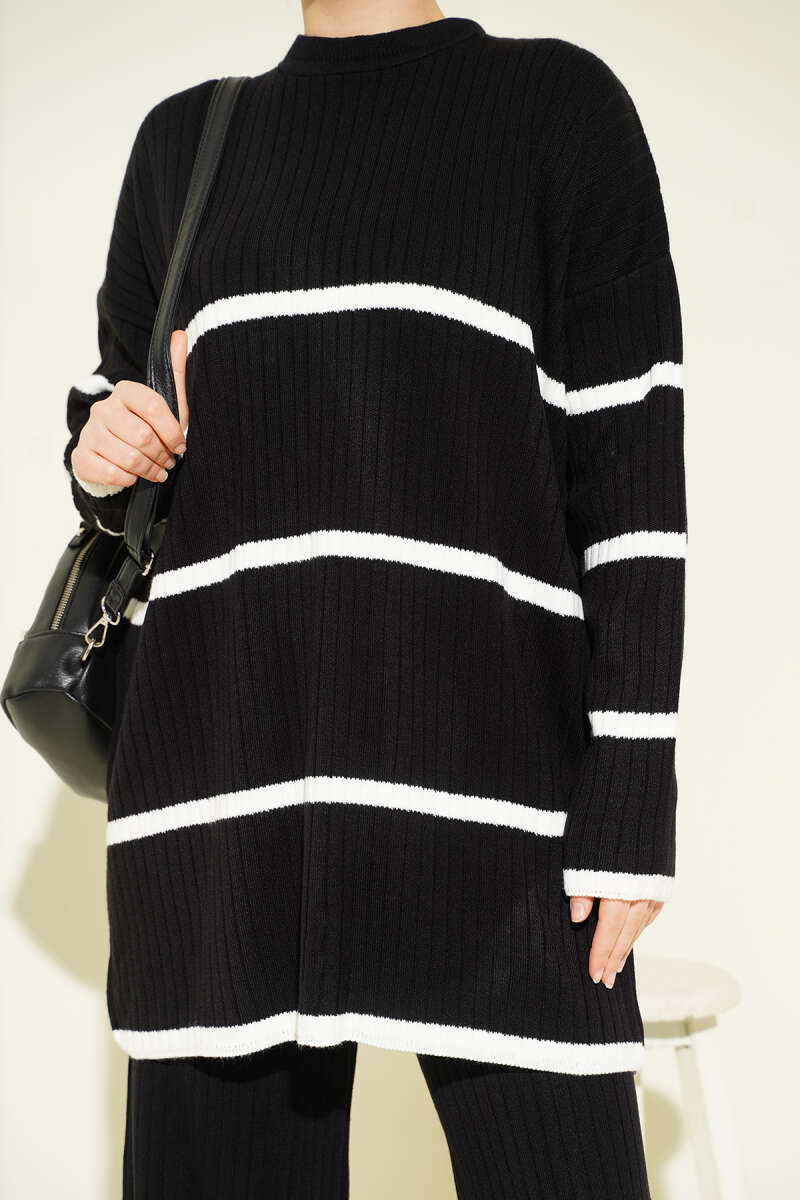 Fitilli Triko İkili Takım siyah