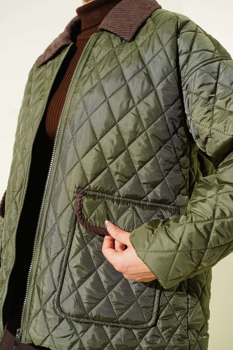 Kadife Yaka Kapitone Mont haki