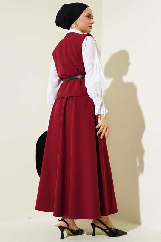 Yelekli Takım bordo