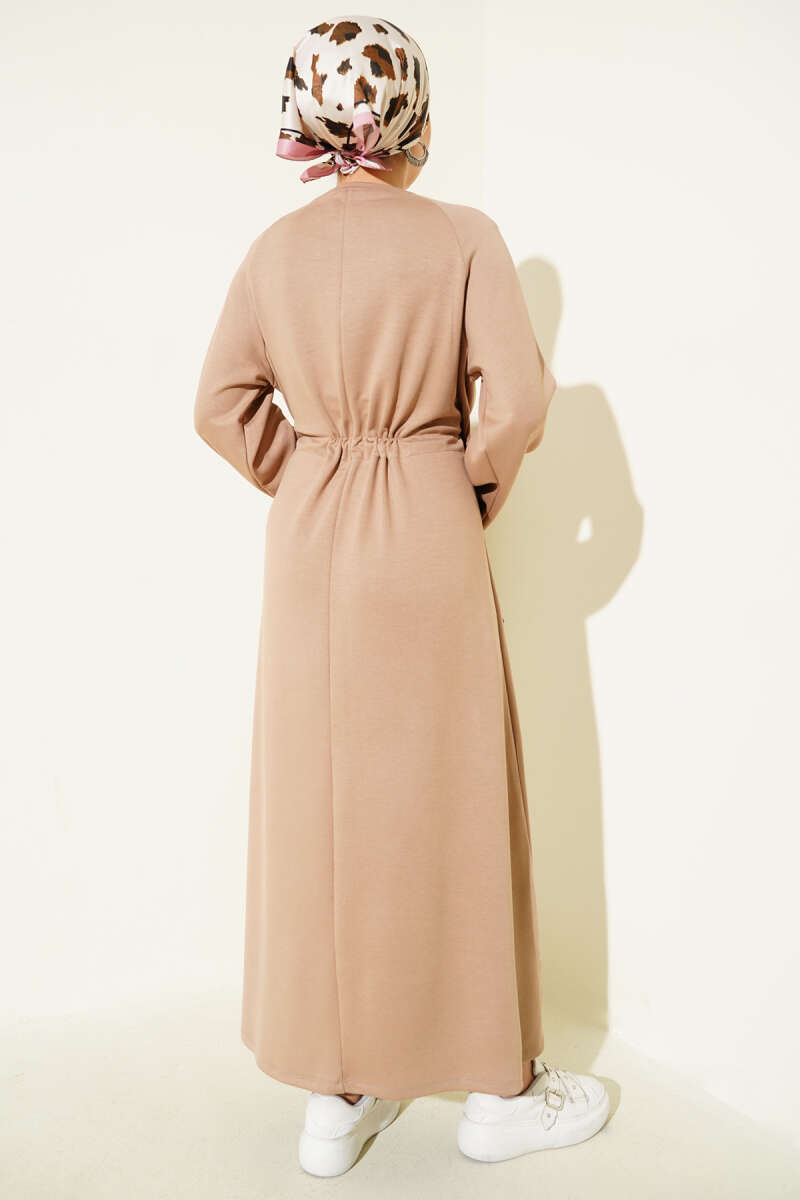 Loyşa Tünel Detaylı Elbise latte