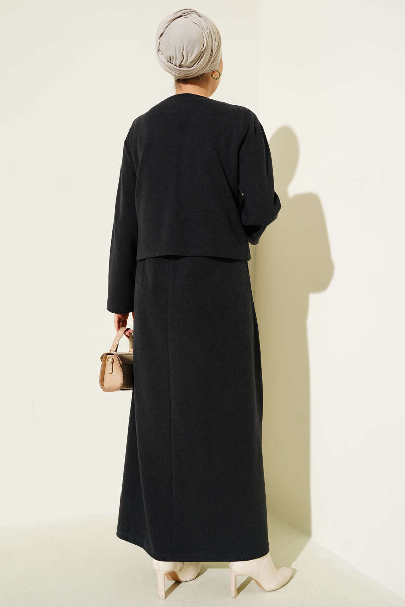 Mini Önü Düğmeli Elbise Siyah