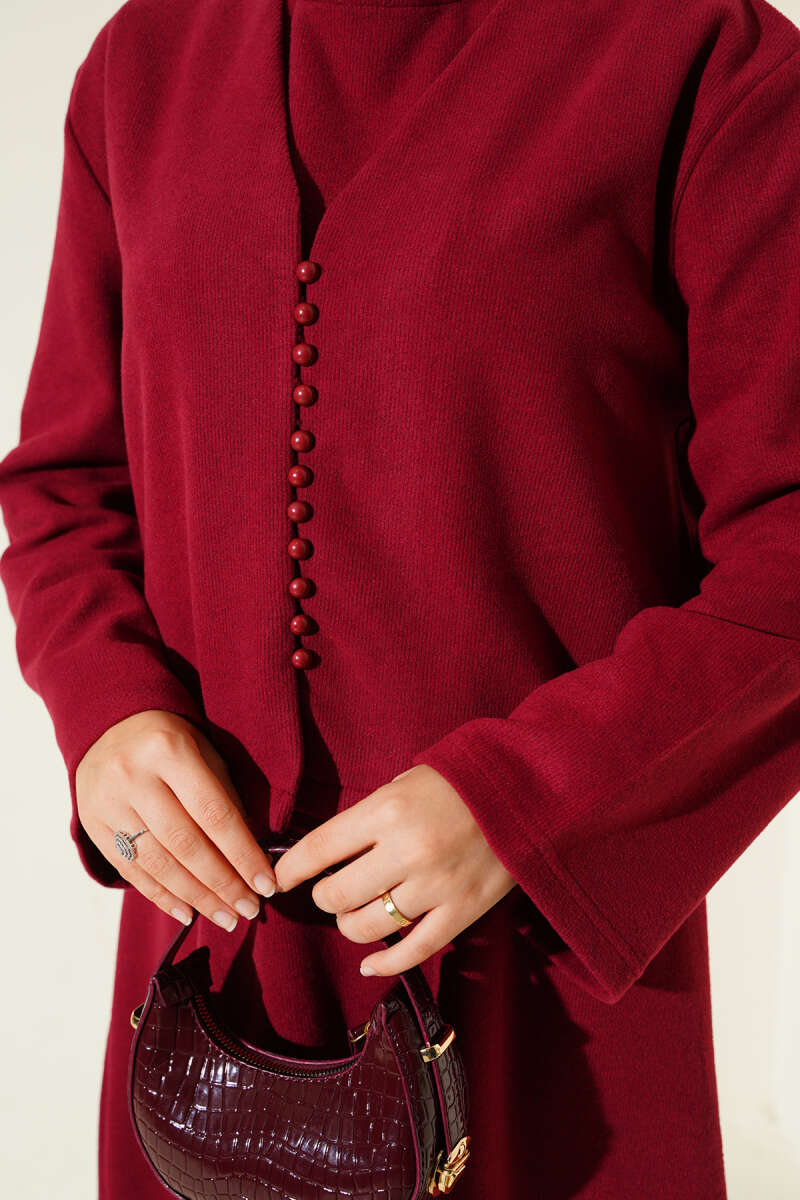 Mini Önü Düğmeli Elbise kırmızı