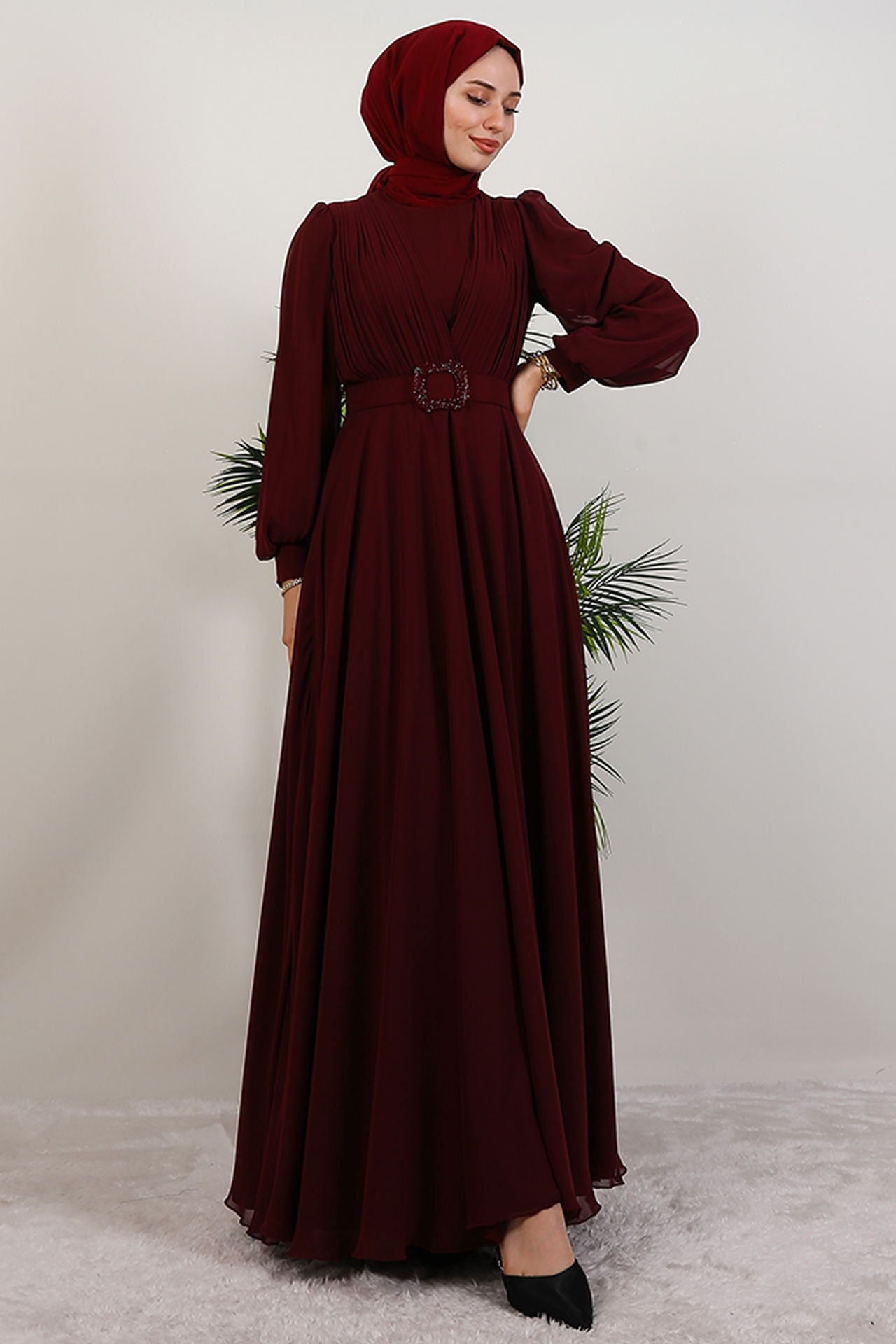 Şifon Abiye bordo