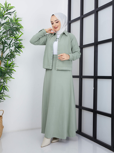 3-teiliges Hijab-Set - Grün - Thumbnail