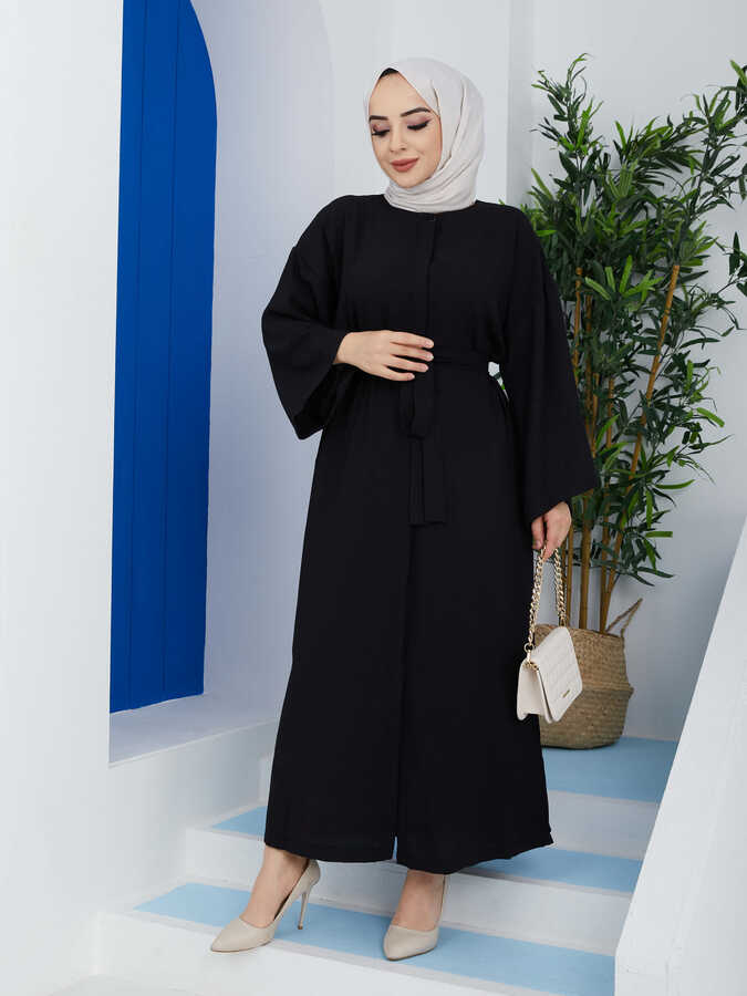 Abaya-Kleid mit Gürtel Schwarz