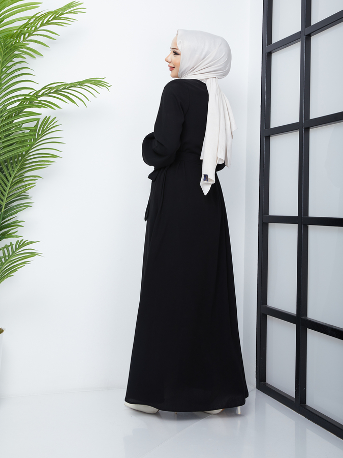 Abaya Hijab avec ceinture - Noir