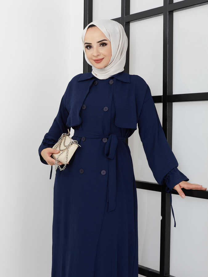 Abaya mit Gürtel - Marineblau