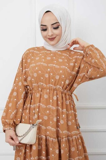 Bedrucktes Hijab-Kleid Fliese - Thumbnail