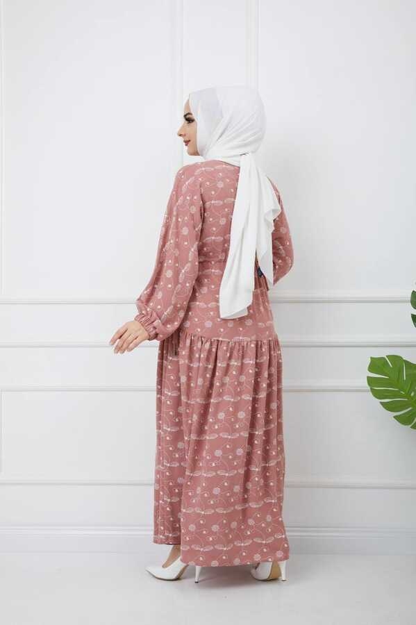 Bedrucktes Hijab-Kleid Pulver