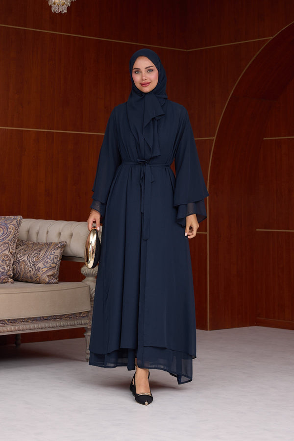 3'lü Eslem Tasarım Abaya Takım ( Abaya-Şal-İçlik ) Lacivert