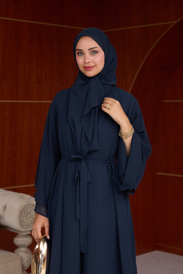 3'lü Eslem Tasarım Abaya Takım ( Abaya-Şal-İçlik ) Lacivert