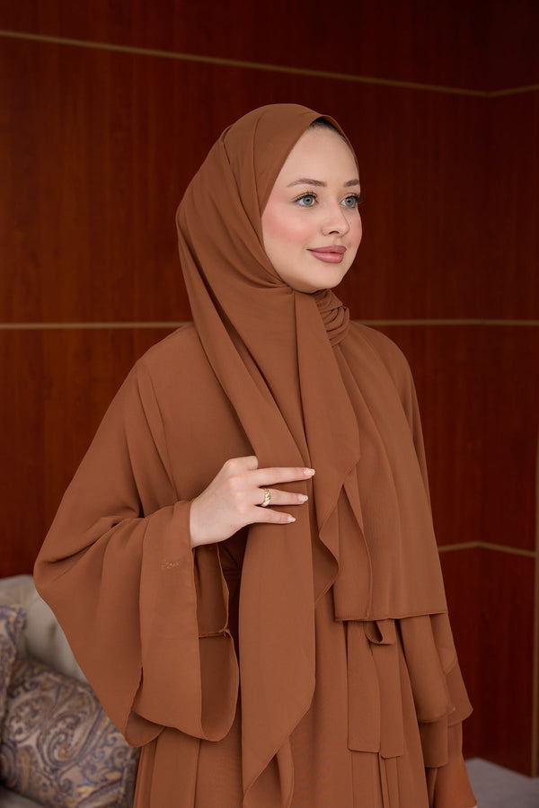 3'lü Eslem Tasarım Abaya Takım ( Abaya-Şal-İçlik ) kiremit