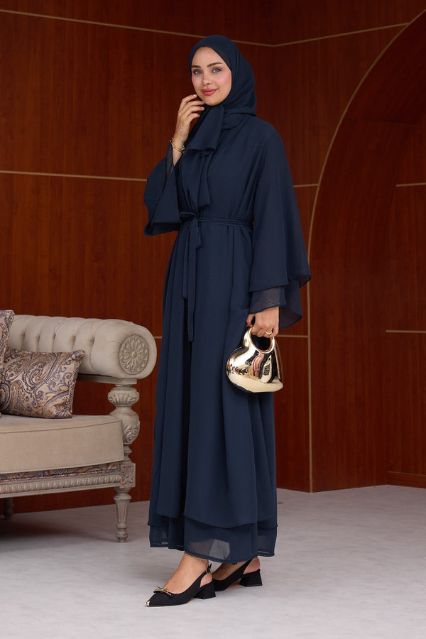 3'lü Eslem Tasarım Abaya Takım ( Abaya-Şal-İçlik ) Lacivert