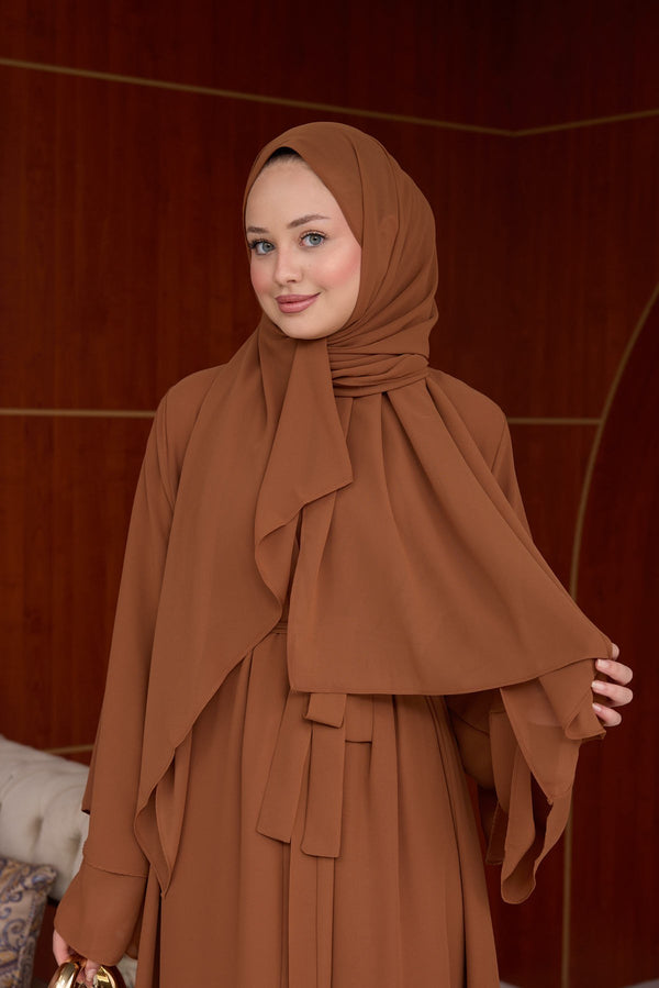 3'lü Eslem Tasarım Abaya Takım ( Abaya-Şal-İçlik ) kiremit