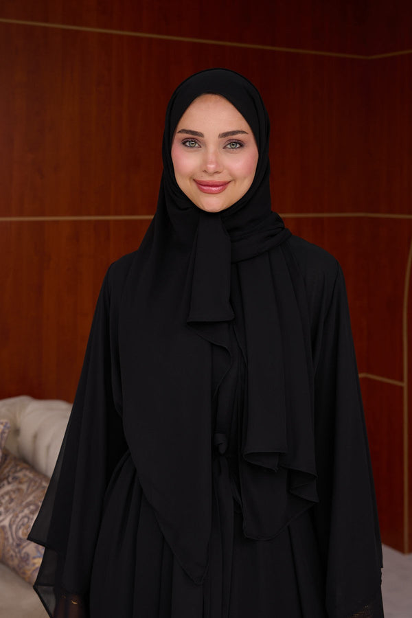 3'lü Eslem Tasarım Abaya Takım ( Abaya-Şal-İçlik ) siyah