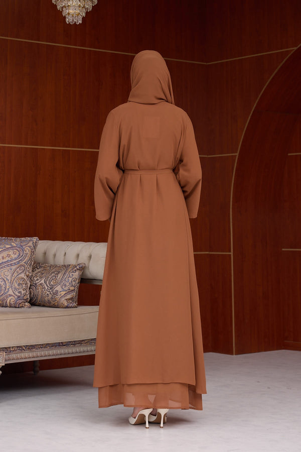 3'lü Eslem Tasarım Abaya Takım ( Abaya-Şal-İçlik ) kiremit