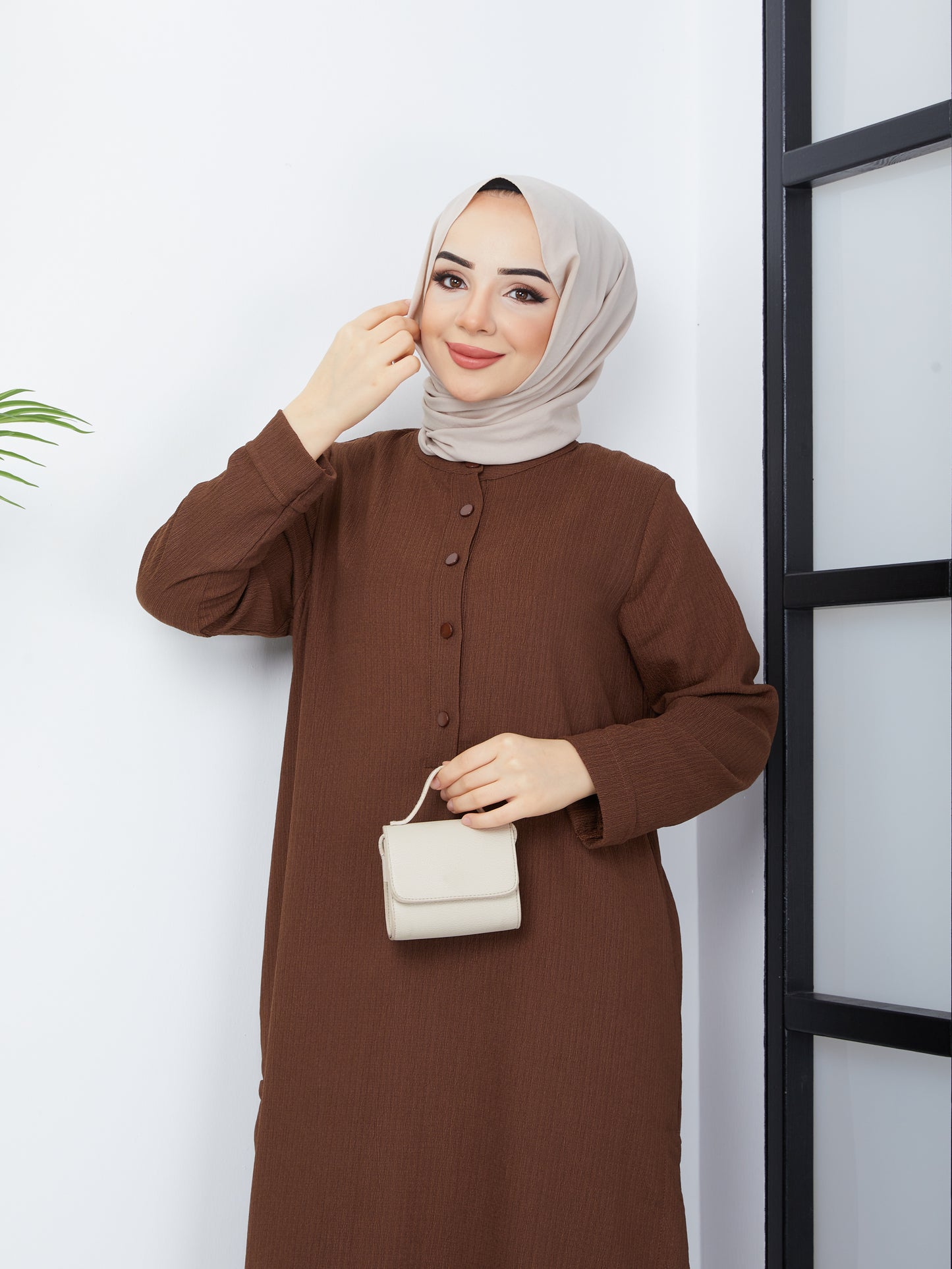 Doppeltes Hijab-Tunika-Set – Braun