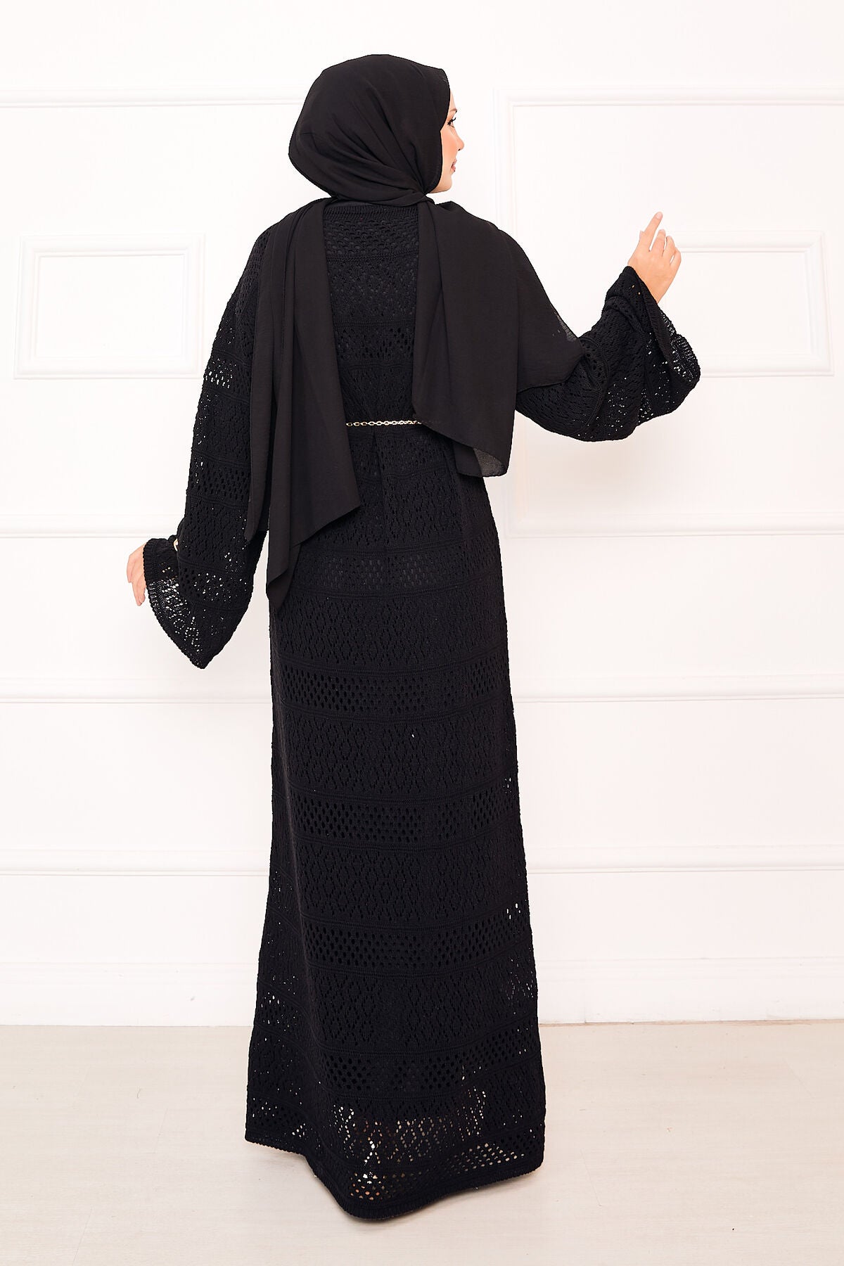 Baklava Desen , Triko Elbise siyah