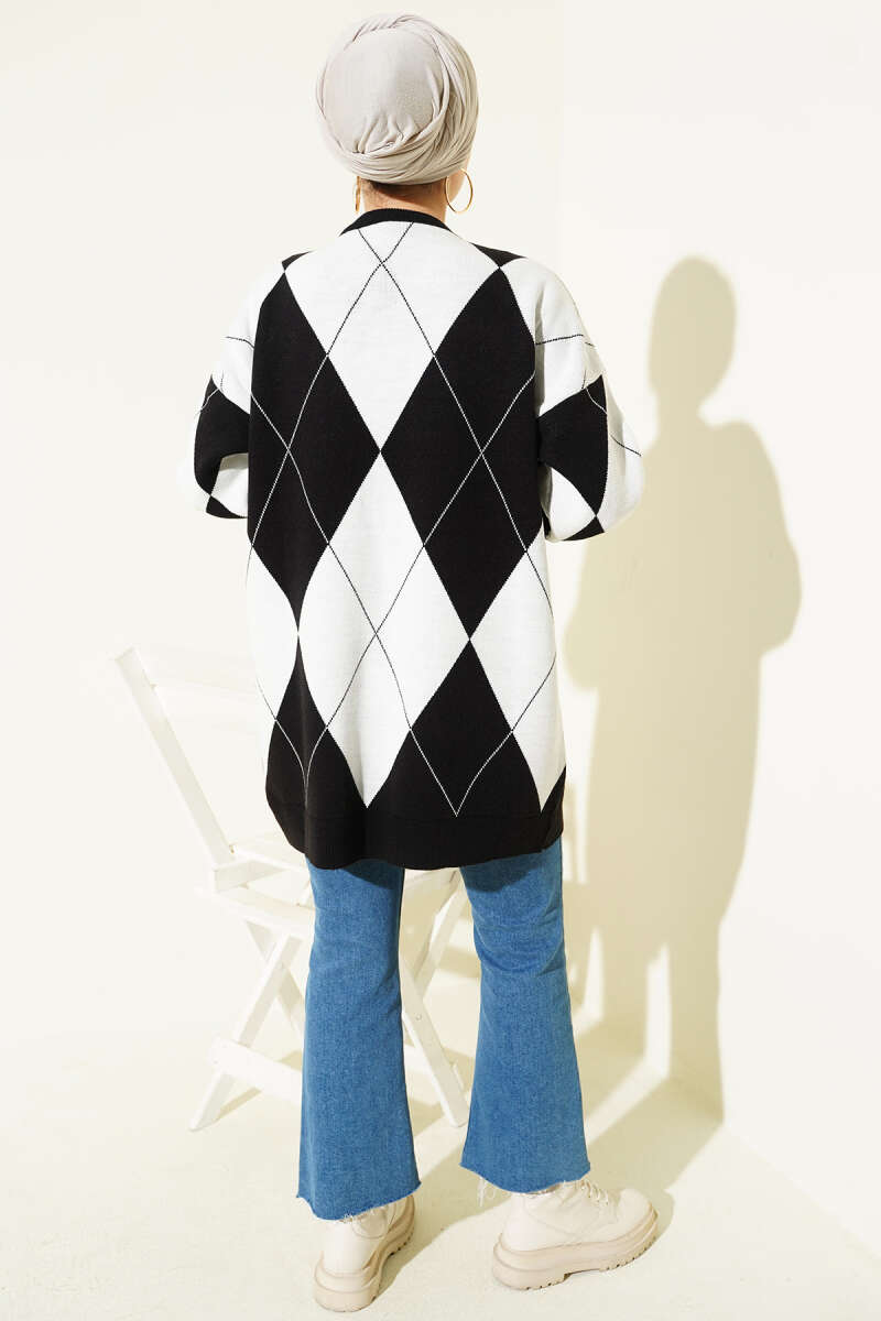 Baklava Desenli Basic Triko Tunik siyah