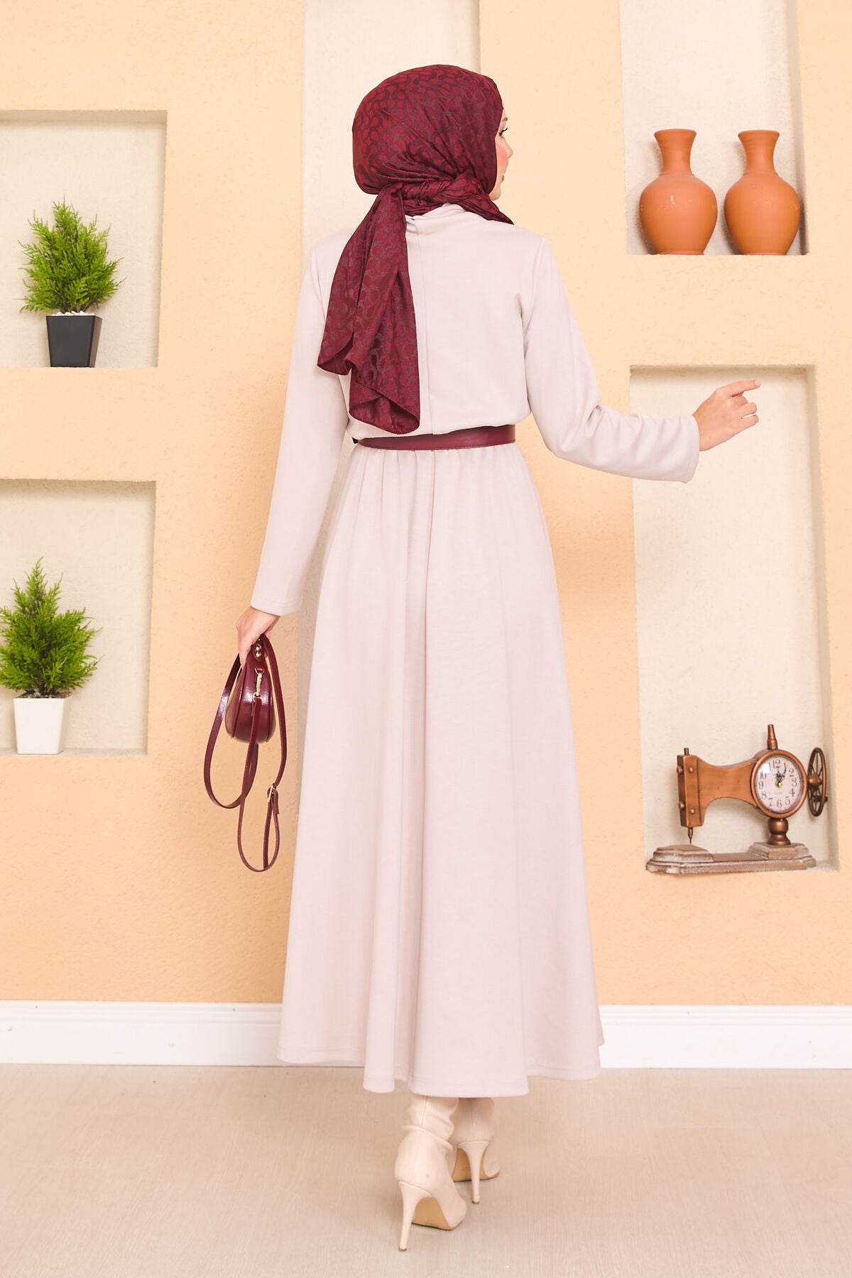 White Drawstring Dress beige