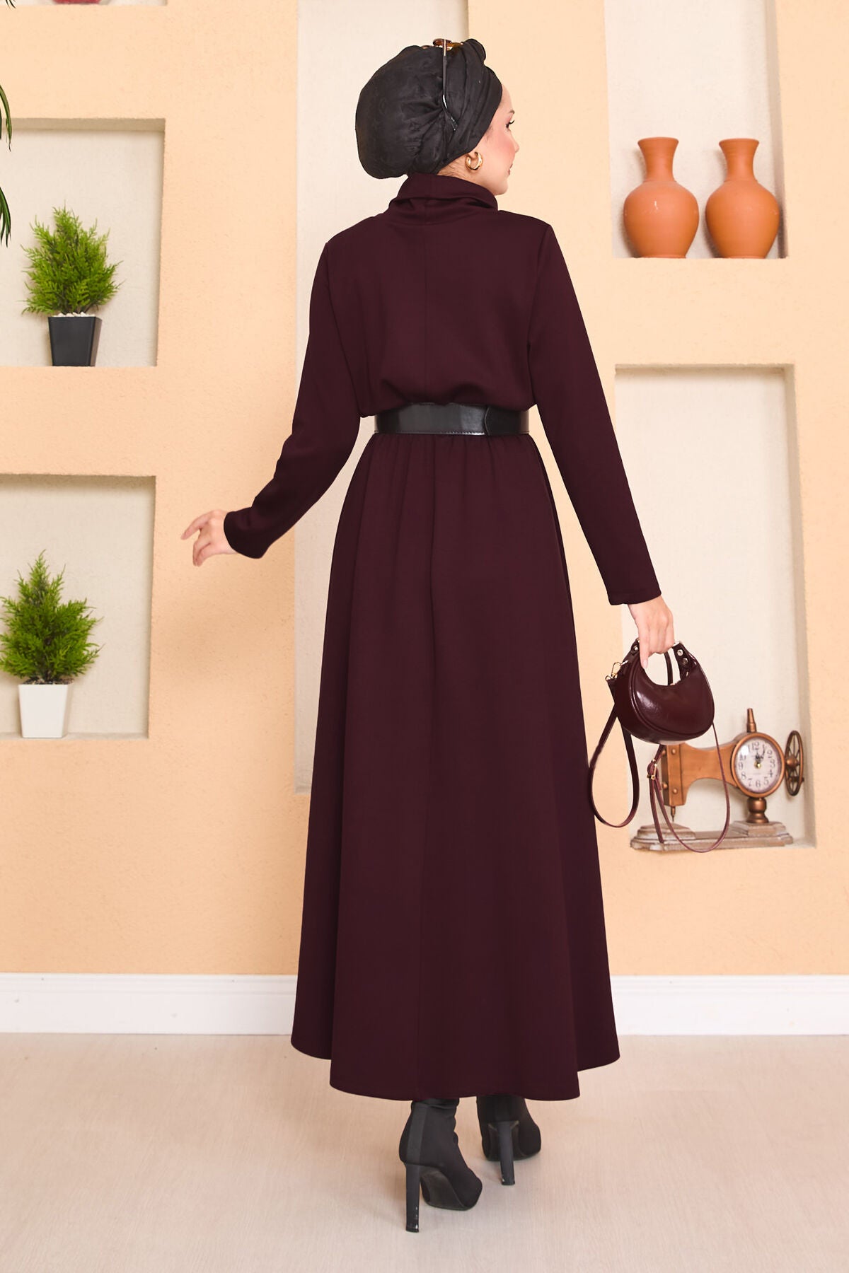 White Ruched Dress Burgundy