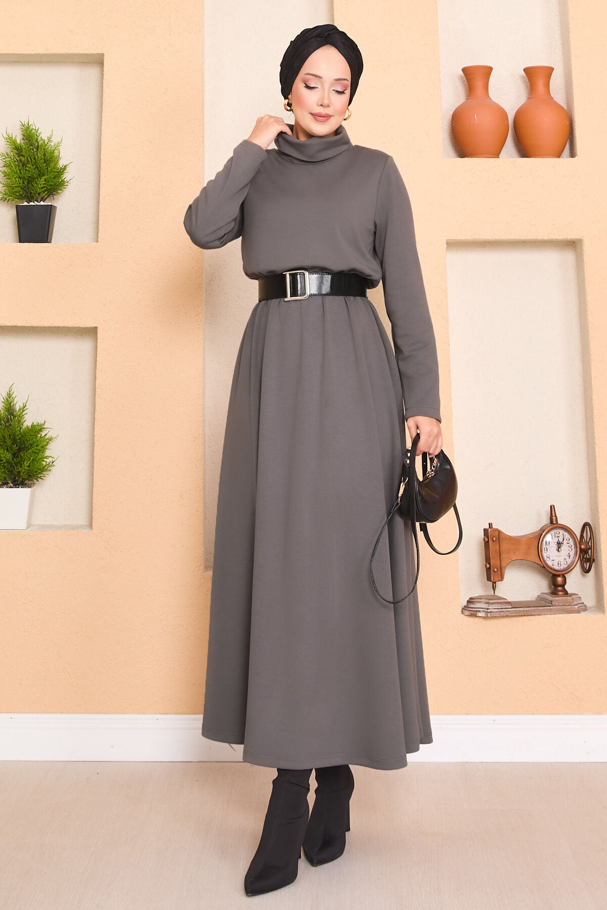 White Drawstring Dress grey