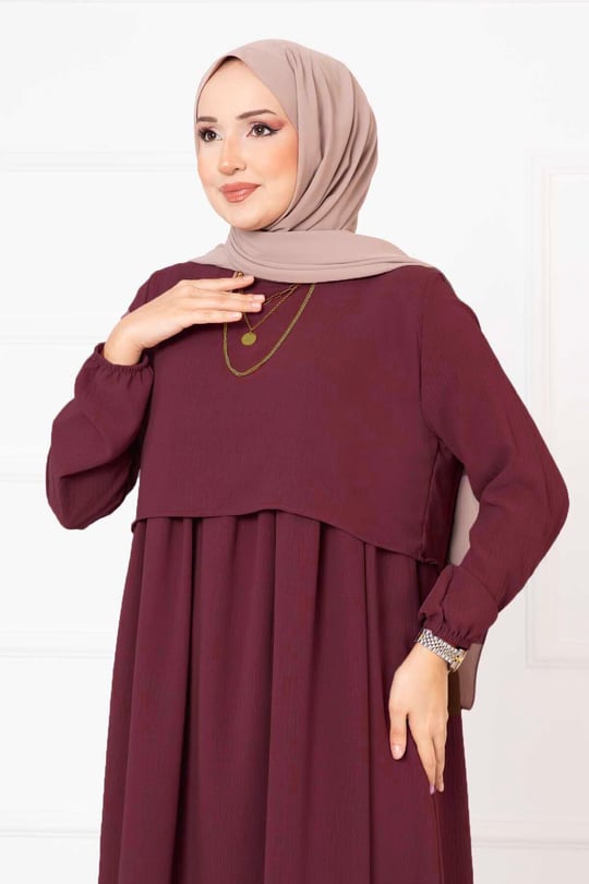 Bolero Görünümlü Elbise bordo