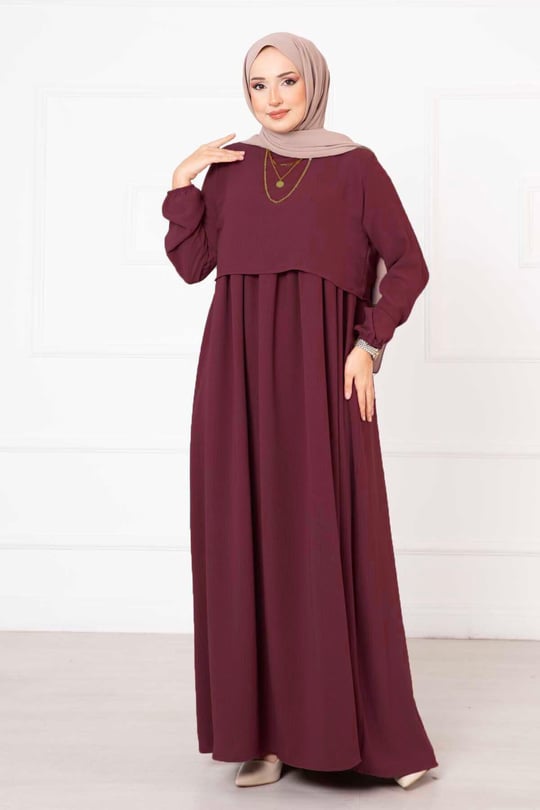 Bolero Görünümlü Elbise bordo