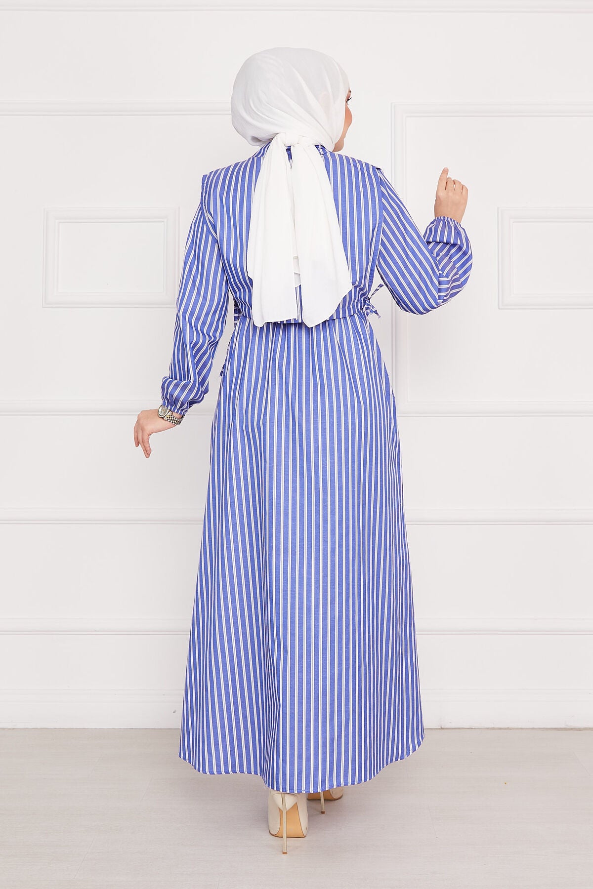 Çizgili elbise indigo
