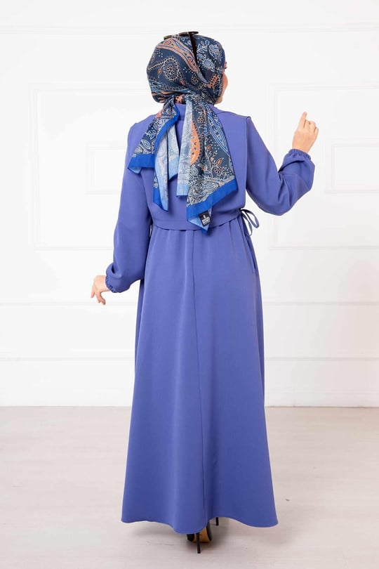 Bolerolu elbise indigo