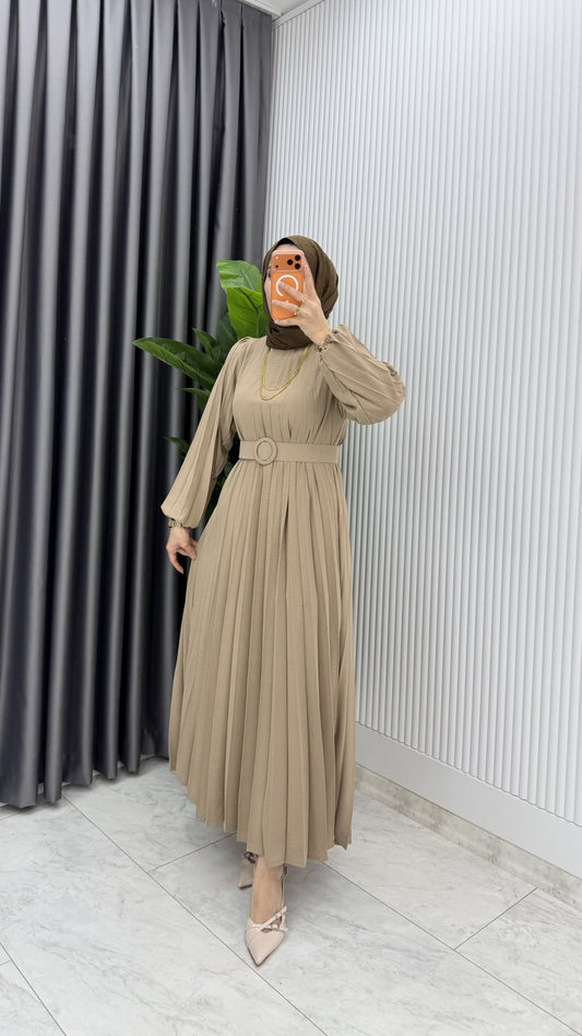 Piliseli Elbise vizon