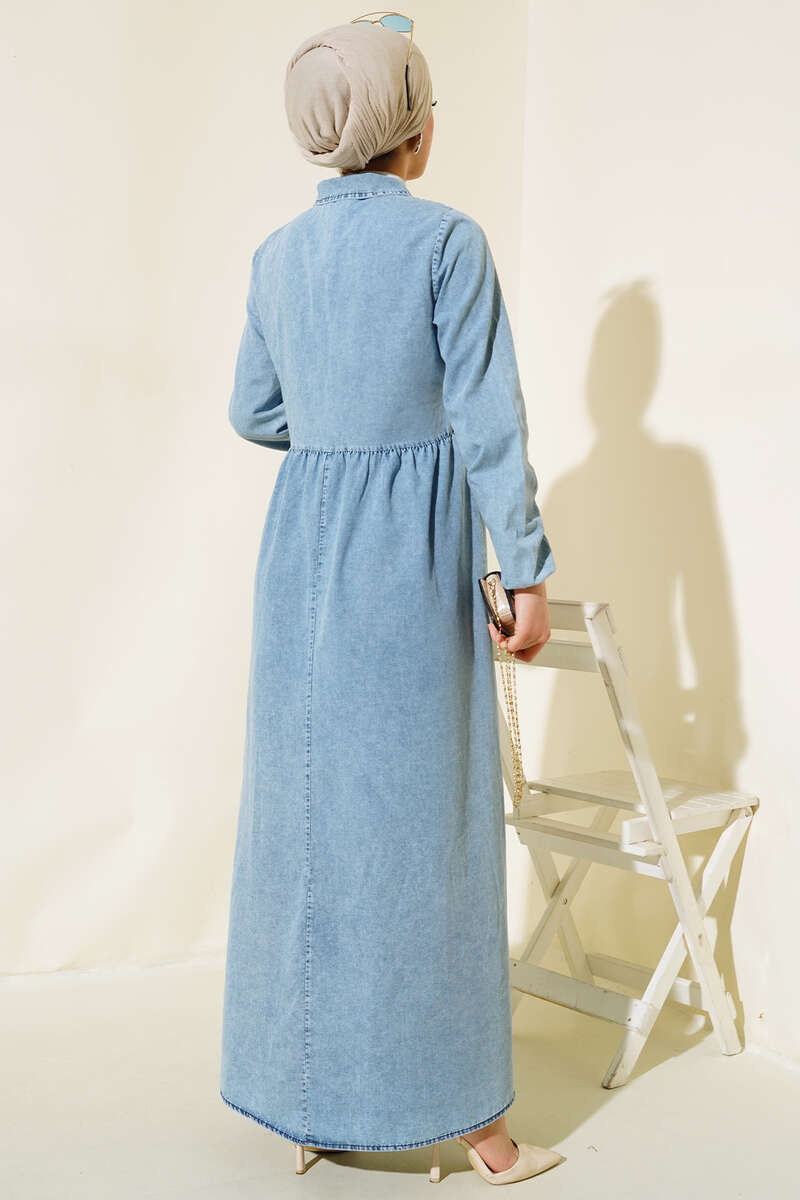 Fermuarlı Kot Elbise