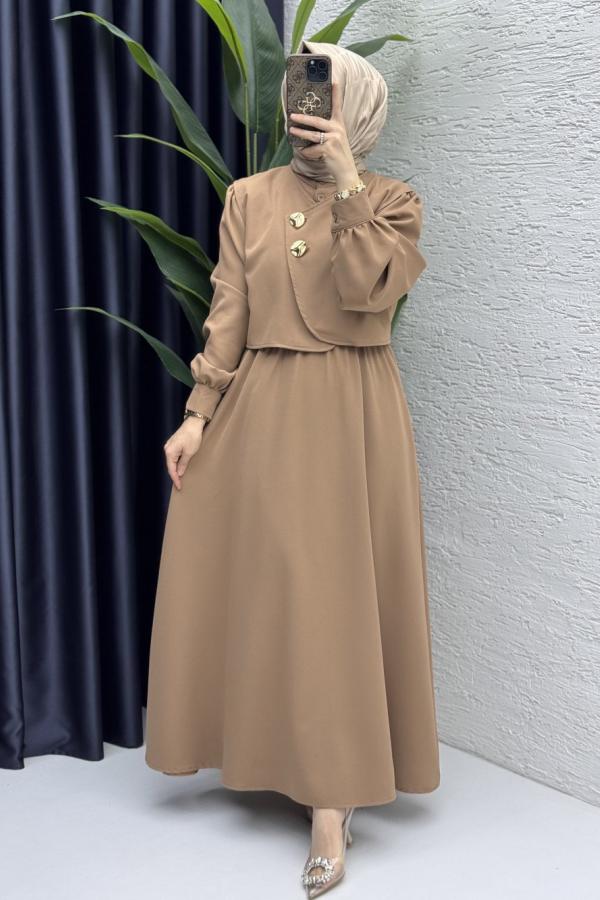 Robe avec gilet couleur tabac