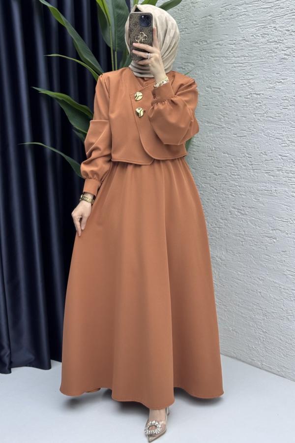 Kleid mit Weste ziegelrot