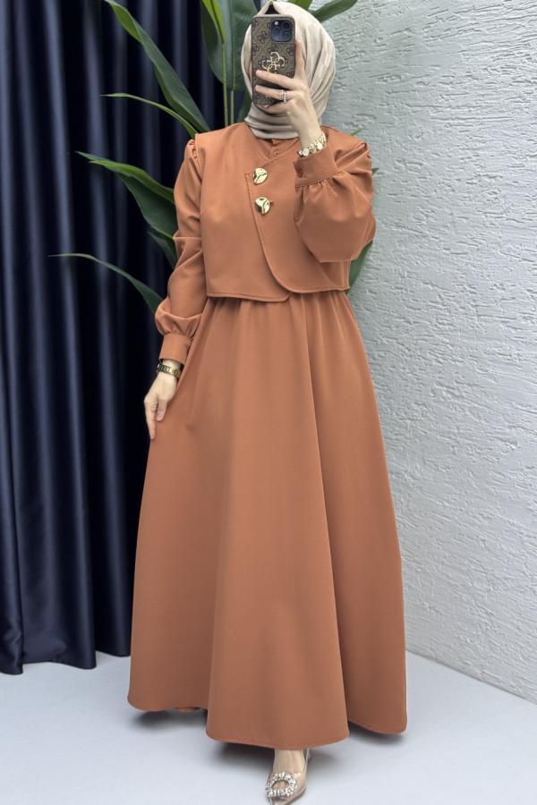 Kleid mit Weste ziegelrot