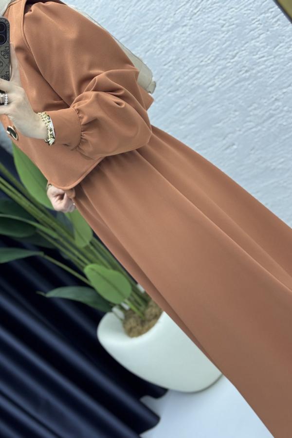 Kleid mit Weste ziegelrot