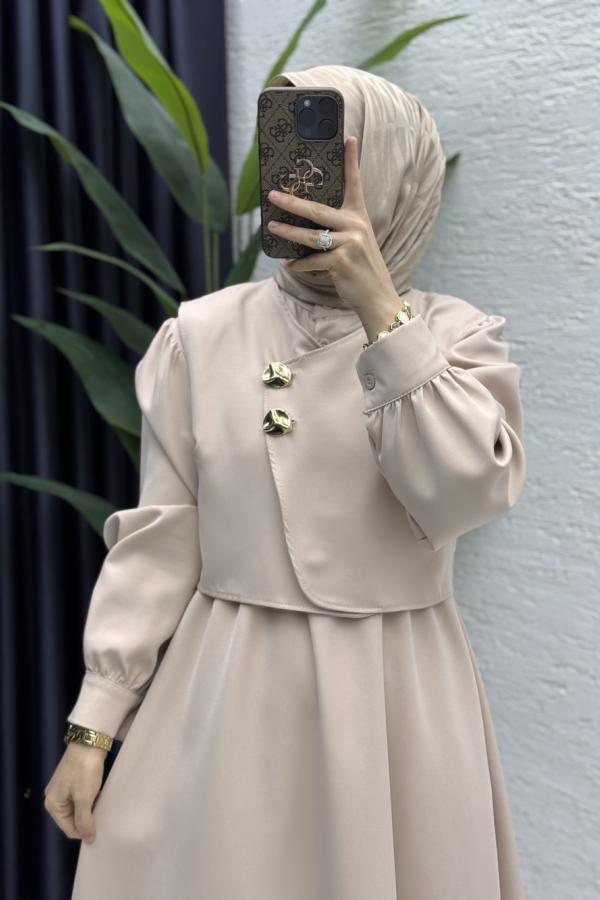 Dress with vest cream