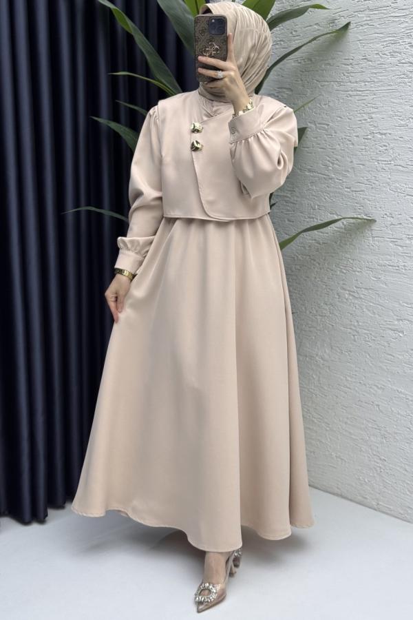 Dress with vest cream