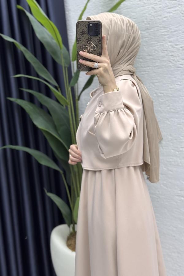 Dress with vest cream