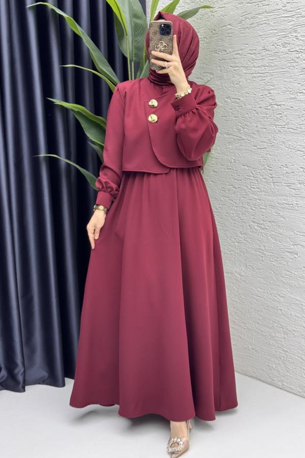 Robe avec gilet bordeaux