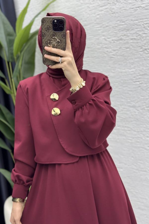 Robe avec gilet bordeaux