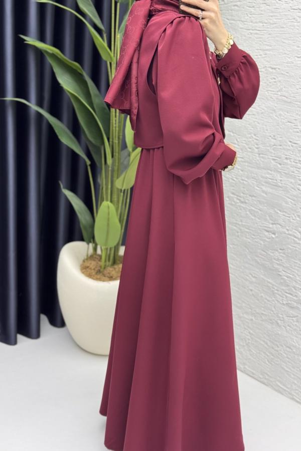 Robe avec gilet bordeaux