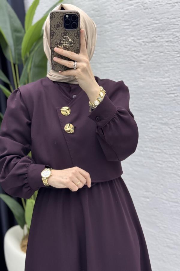 Robe avec gilet prune