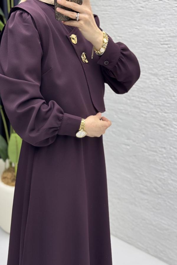 Robe avec gilet prune